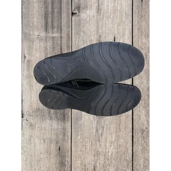 Clarks Black Lace Up Boots - Picture 7 of 9